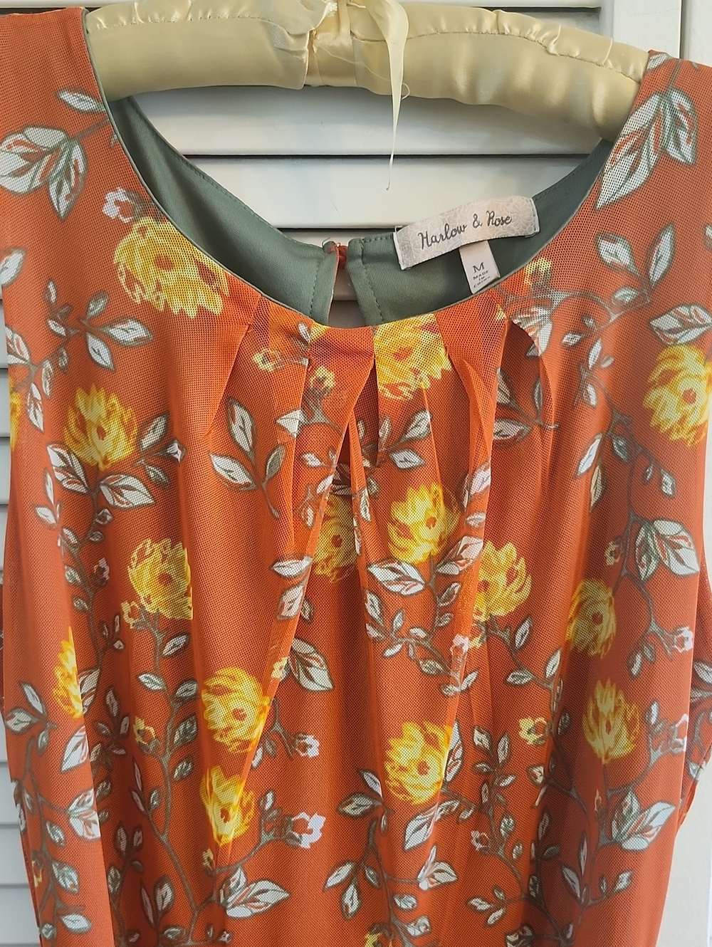 Sleeveless Rust Floral Maxi Dress with Tie Waist - Picture 3 of 10